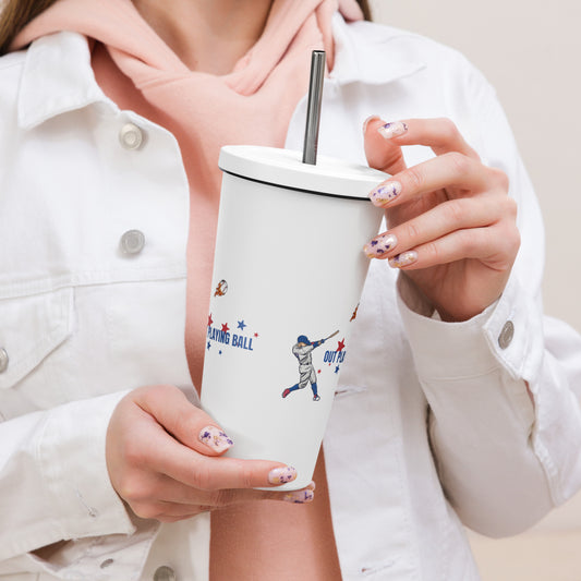 Insulated tumbler with a straw